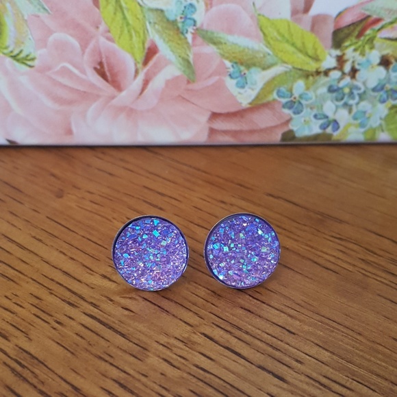 Jewelry - Purple Druzy Earrings